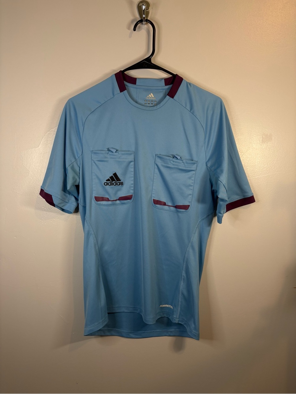 adidas Light Blue Short Sleeve Referee Jersey Formotion Soccer Purple Small